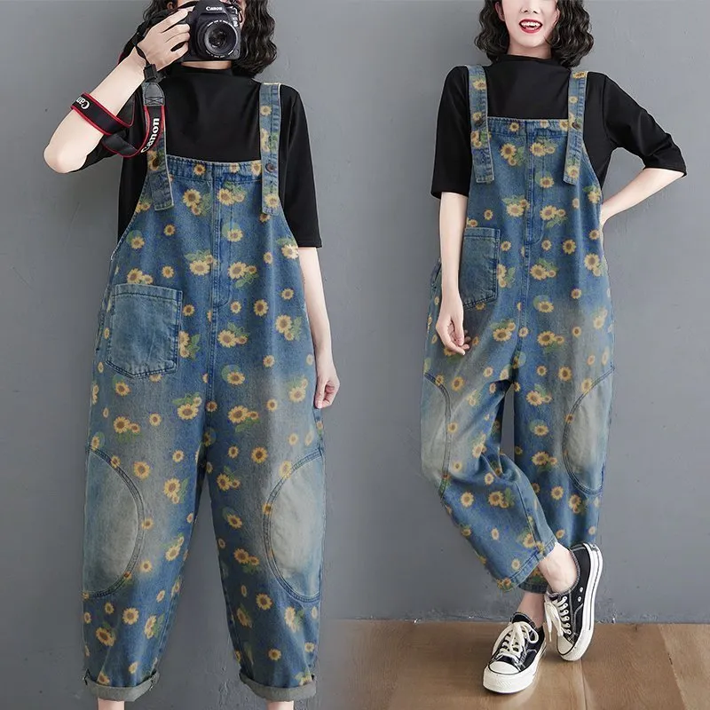 Madison Jumpsuit - Premium Oversized Jeans Jumpsuit Floral Fashion Retro Terbaru