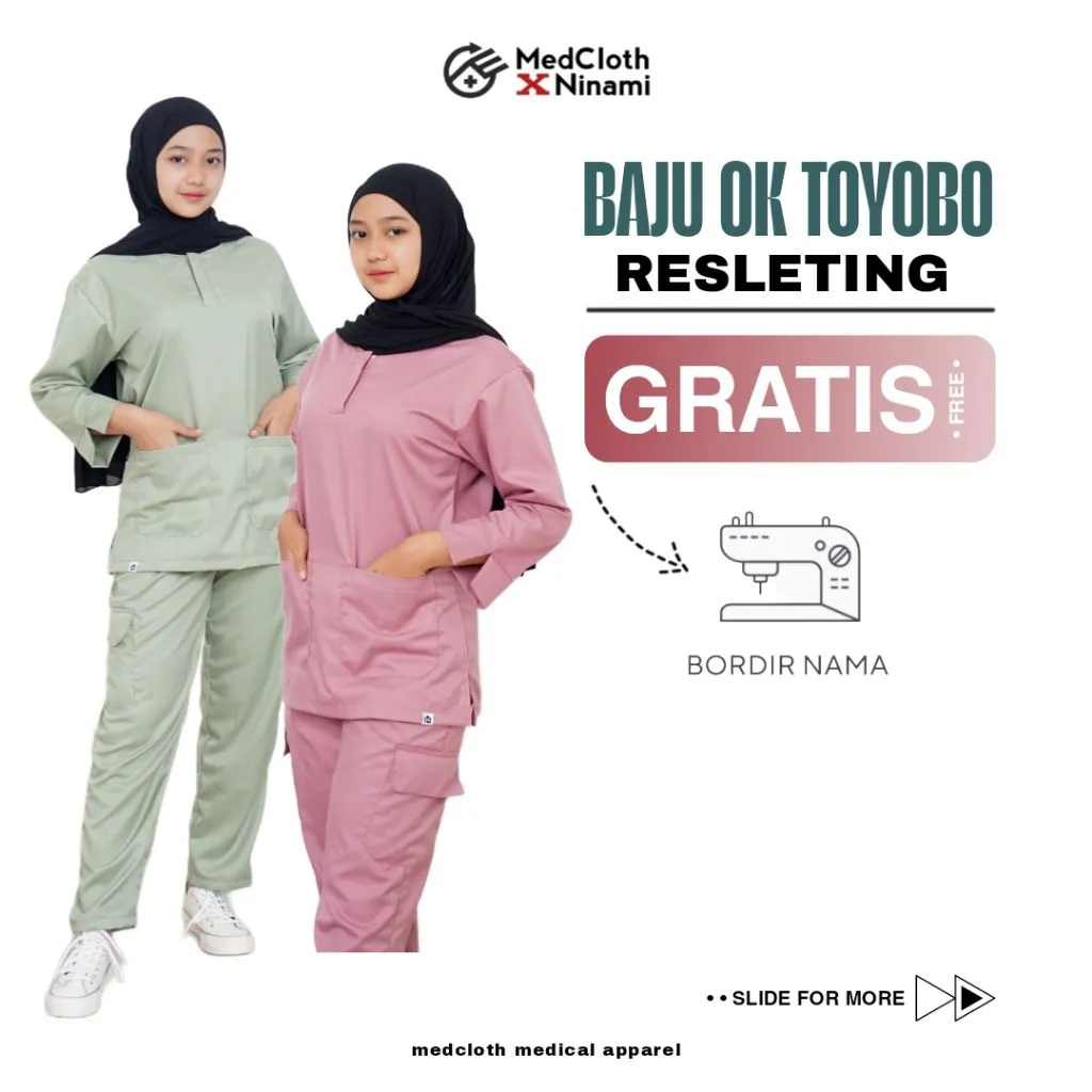 [FREE BORDIR NAMA] Baju OK OKA RESLETING DEPAN Lengan 7/8 Baju Petugas Medis Bahan TOYOBO