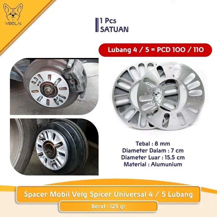 [1 pcs] Spacer Spiser Velg Mobil Spicer Universal 4/5 lubang 5mm/8mm