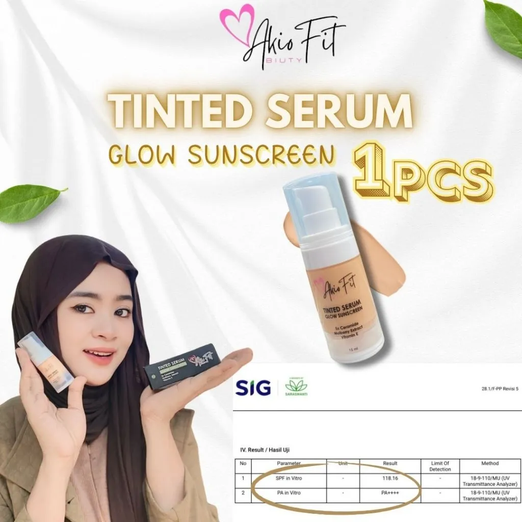 Tinted Serum Glow Sunscreen Sunscren Akiofit Biuty spf 50 pa++++