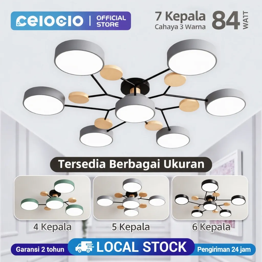 CELOGLO Lampu Hias Gantung Lampu Gantung Ruang Tamu Aesthetic 3 Suhu Warna