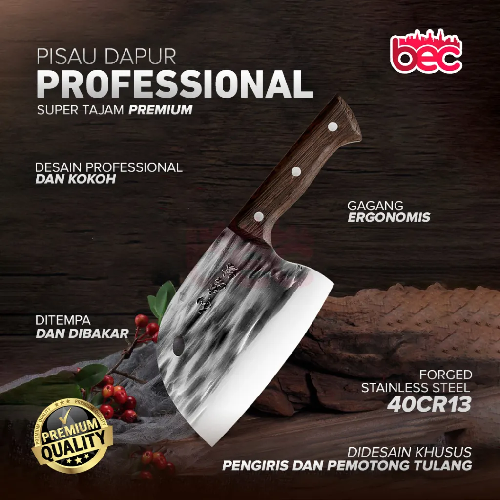 [BEC] Pisau Dapur Professional Super Tajam Chef Knife Golok Daging