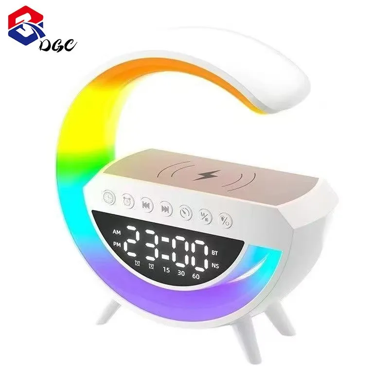 DGC G63 Multifungsi Nirkabel Pengisian Desktop Jam Alarm Digital Speaker Speaker Bluetooth Super Bass RGB LED Ambient Light