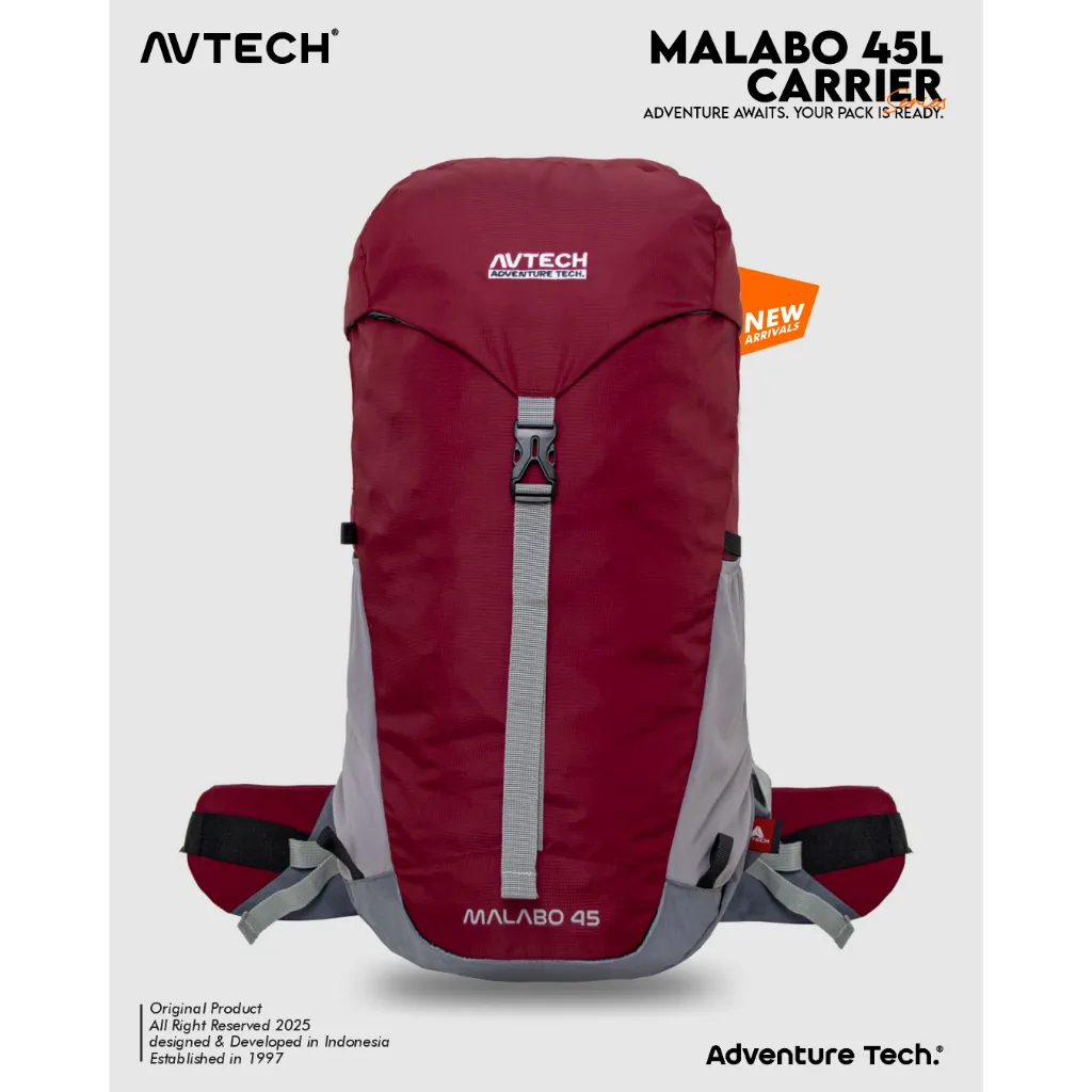 AVTECH - Tas Ransel Carrier Gunung Backpack Hiking Camping Outdoor Travel 45 Liter - MALABO 45