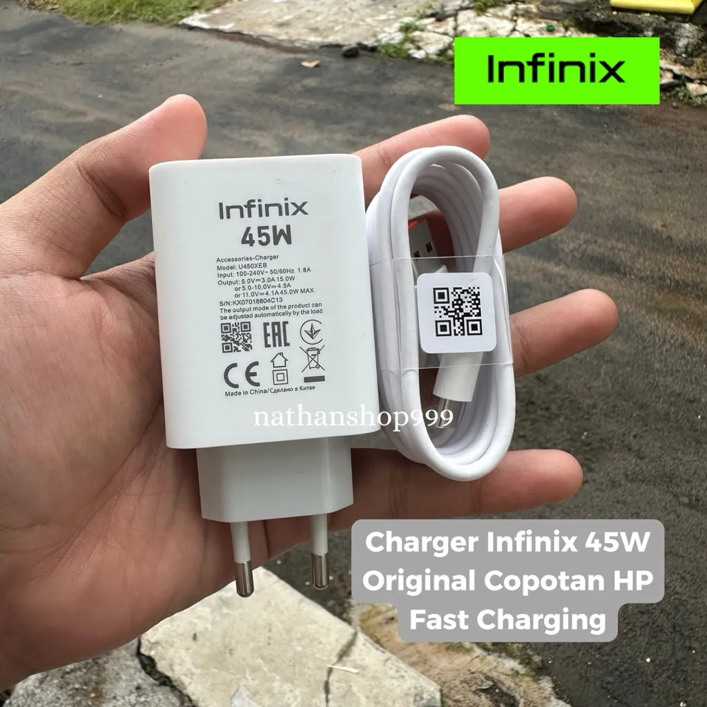 Charger Infinix 45 Watt Original Bawaan/Copotan Hp Fast Charging Note 30, Note 40, Note 40pro 5G, Zero 30, Zero x, Zero 20, Gt 10pro, Gt 20