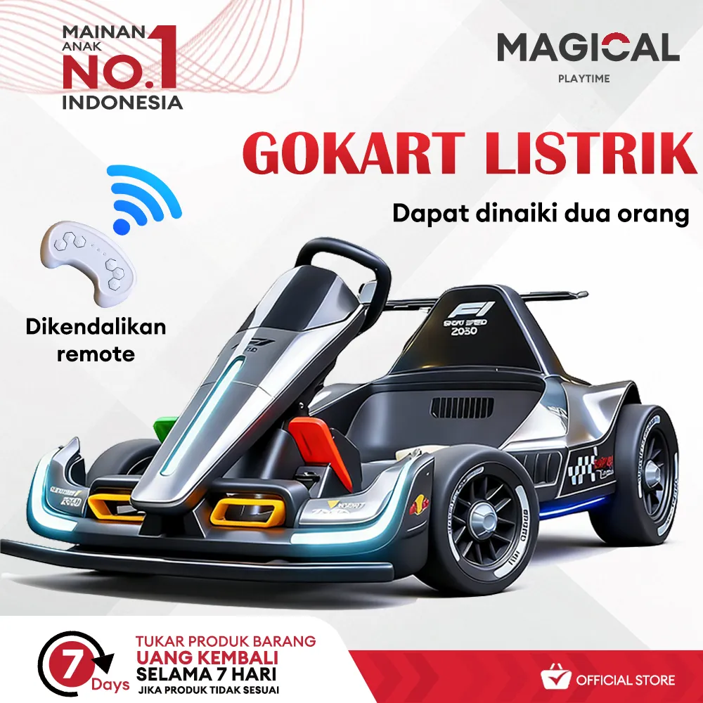 MAGICAL PLAYTIME Ride On Jumbo Go Mobil Kart Lipat Aki MP3,Race Remote Control Mainan Elektrik Terlaris