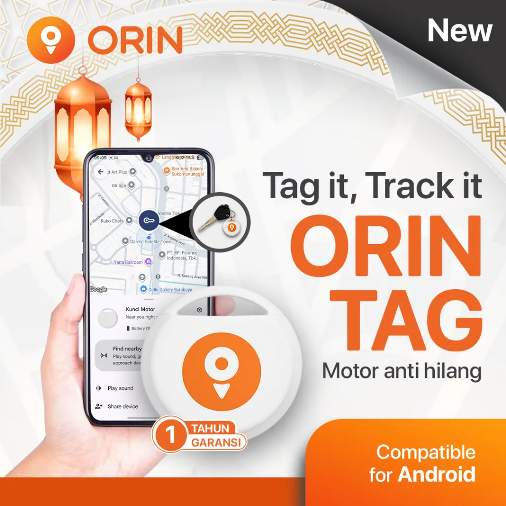 ORIN TAG Mini Android GPS Tracker Motor Anti Maling Lokasi Portable Google Find Hub JPS Tanpa Sim Card
