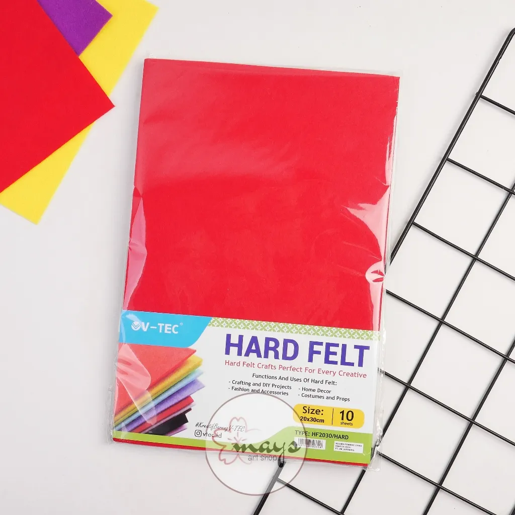 (1 PAK 10 WARNA) Kain Flanel Hard Soft Felt V-TEC Flannel Bahan Craft Prakarya Kerajinan Tangan DIY
