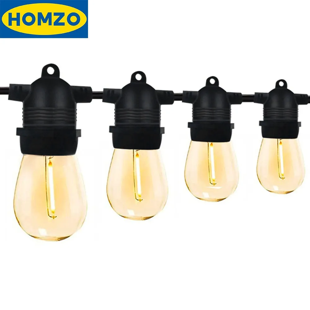 HOMZO - 15 Meter 16 Lampu Kabel Sdh Lampu Outdoor E12 Lampu Gantung Outdoor IP66 Tahan Air Lampu Komplit Lampu Hias Cafe Lampu Cafe Gantung