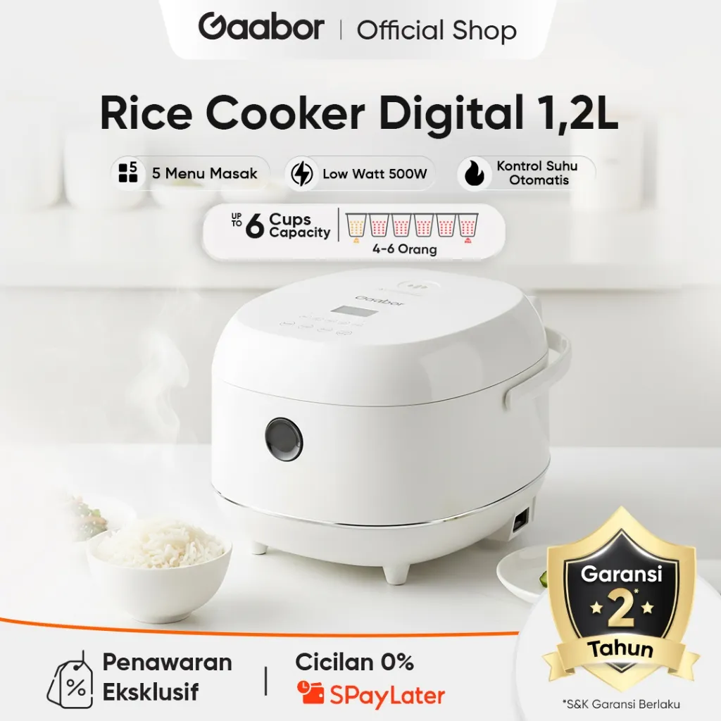 Gaabor Rice Cooker 1.2L Magic Com Anti Lengket Low Watt 500W dengan 5 Menu Pintar / RC-30T01A
