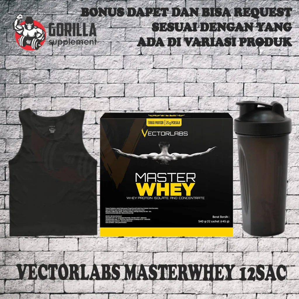 VECTORLABS Masterwhey 12 Sachet Whey Protein Concentrate isolate Suplemen Fitness