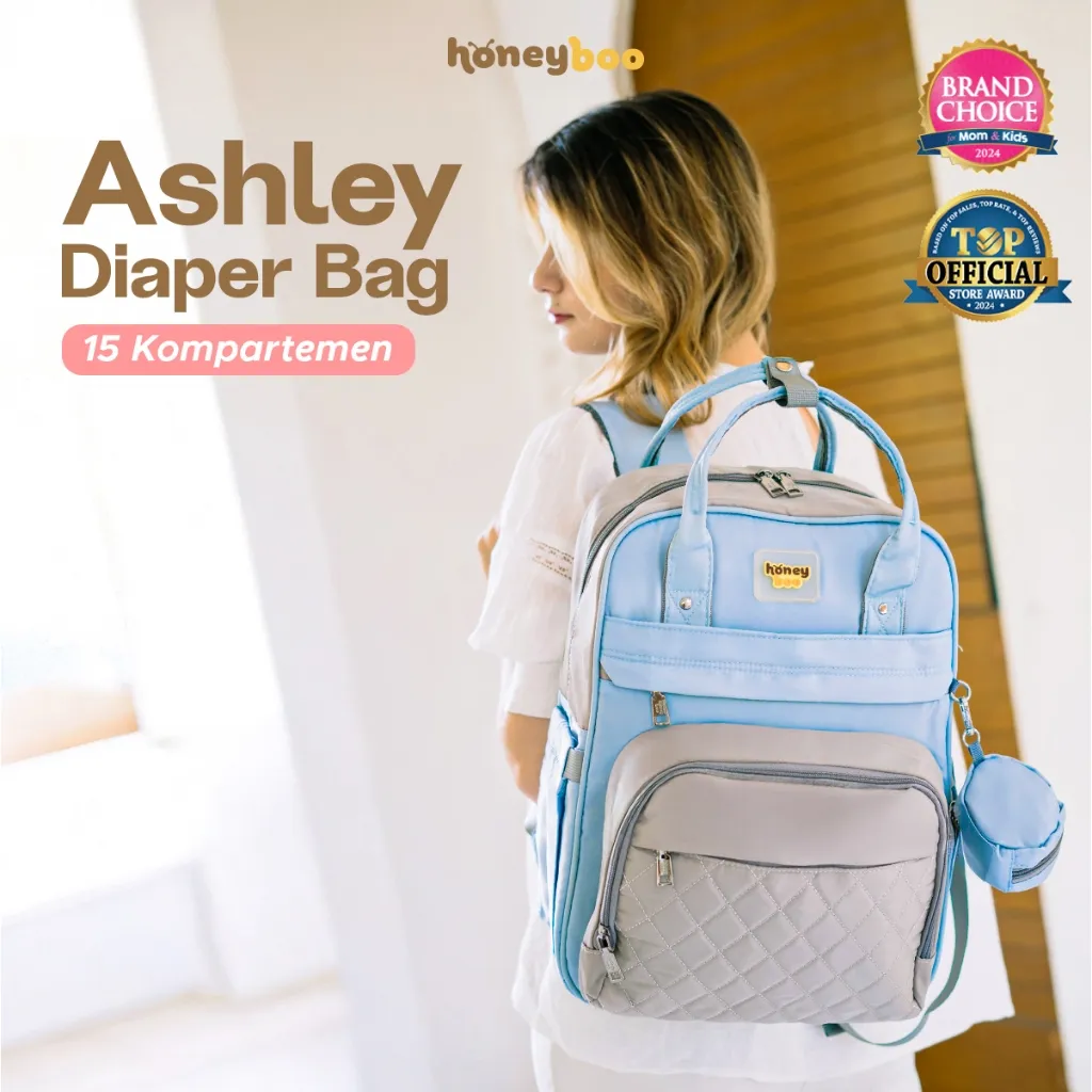 Honey Boo - Ashley Diaper Bag Tas Perlengkapan Bayi Tas Bayi Tas Ransel Mudik Bayi