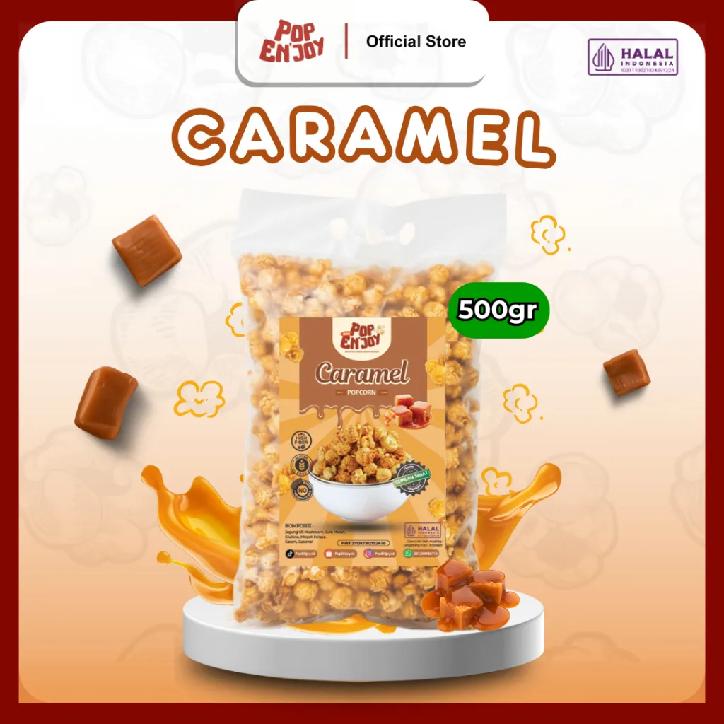 PopENjoy - [NEW] POPCORN CARAMEL 500gr | Snack Ringan Makanan Manis Crispy Camilan Popkron Snack Jagung Popcorn