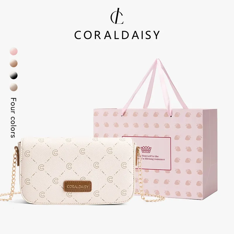 CORALDAISY Tas Wanita 2026 Terbaru Rantai Tas Selempang Tali Panjang Lucu Slingbag Membalik Tas Bahu