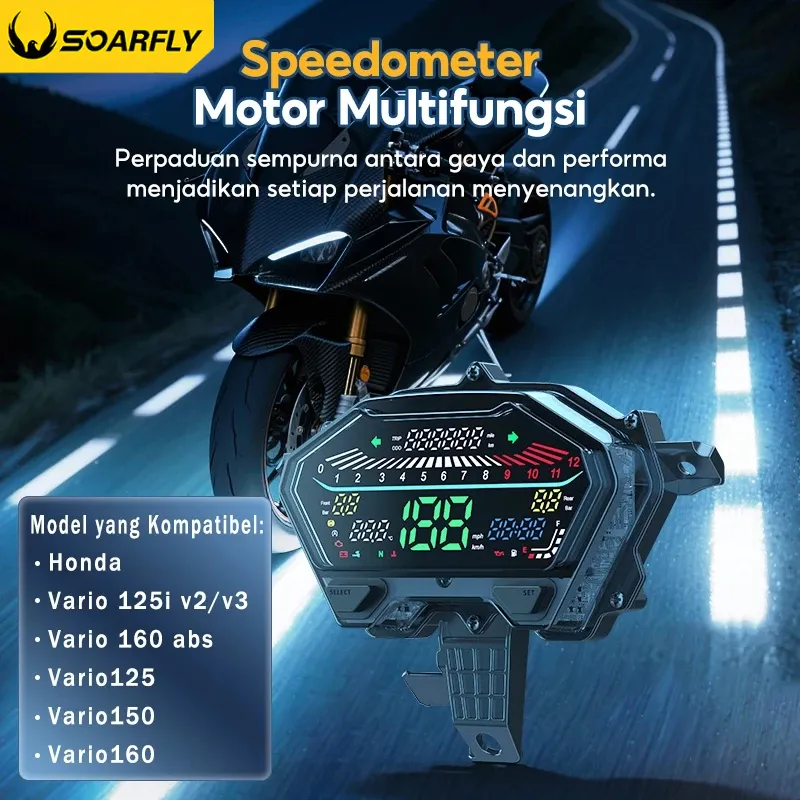SOARFLY Speedometer Digital Vario 125/150 new 2018-2024 Vario 160 ABS cbs Honda Spedometer Digital Vario 125/150 New