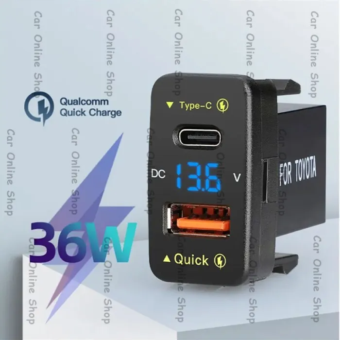 USB Fast Charging Toyota Lama ukuran 4x2 Charger HP Mobil 3A Wholesale Usb Phone Car Bus Toyota PD Type C USB C Socket 12v USB Mobile Phone Car Charger Dual USB car charger with QC3.0+PD,LED voltmeter display For Toyota OLD