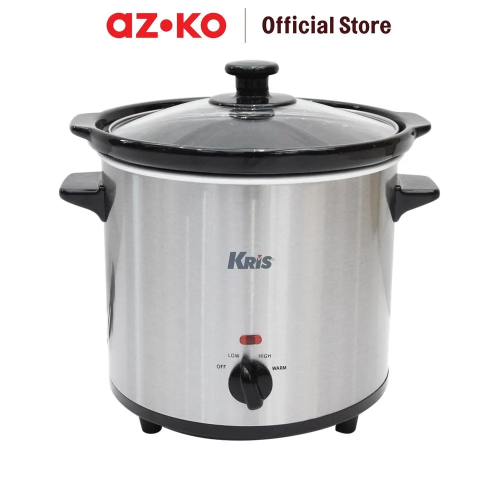 AZKO Kris 3.5 ltr Slow Cooker Round - Silver Alat Masak Kuah Sup Elektrik Peralatan Masak Perlengkapan Dapur Slow Cooking