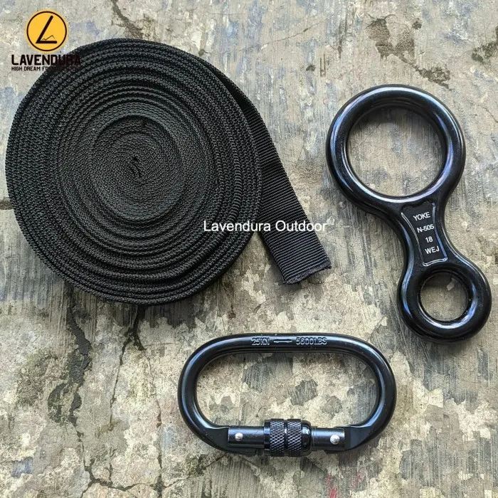 REPLING Set Paket Rappeling 6 Reppeling SRT Single Rope Technique perlengkapan caving climbing outdoor safety rope acces safety caving susur goa carabiner carabinner ascender helm doff tali jiwa jatah tni jatah pembagian