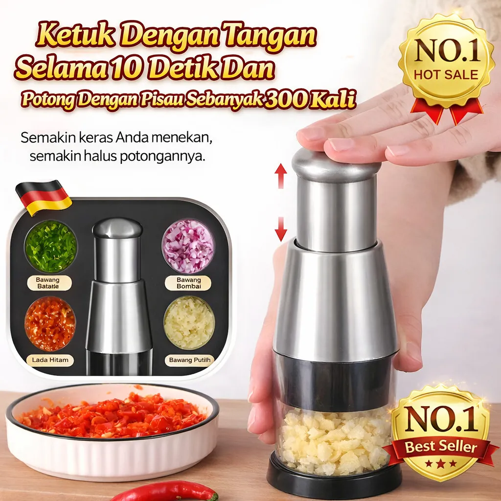 [Tidak Rusak Selama 10 Tahun] Penghancur Bawang Putih Multifungsi Berkecepatan Tinggi/Perajang Sayuran Multifungsi/Perajang Makanan Listrik/Perajang Sayuran/Pengupas Rumah Tangga/Penghancur Bawang Putih Dapur Sederhana/Pisau Manual Jerman