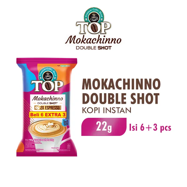 Top Coffee Kopi Mokachinno Double Shot Instan Pack 22 gr isi 6 + 3 pcs