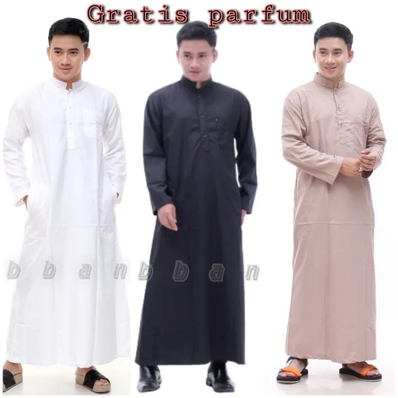 jubah pria lengan panjang gamis pria dewasa jubah polos size M L XL