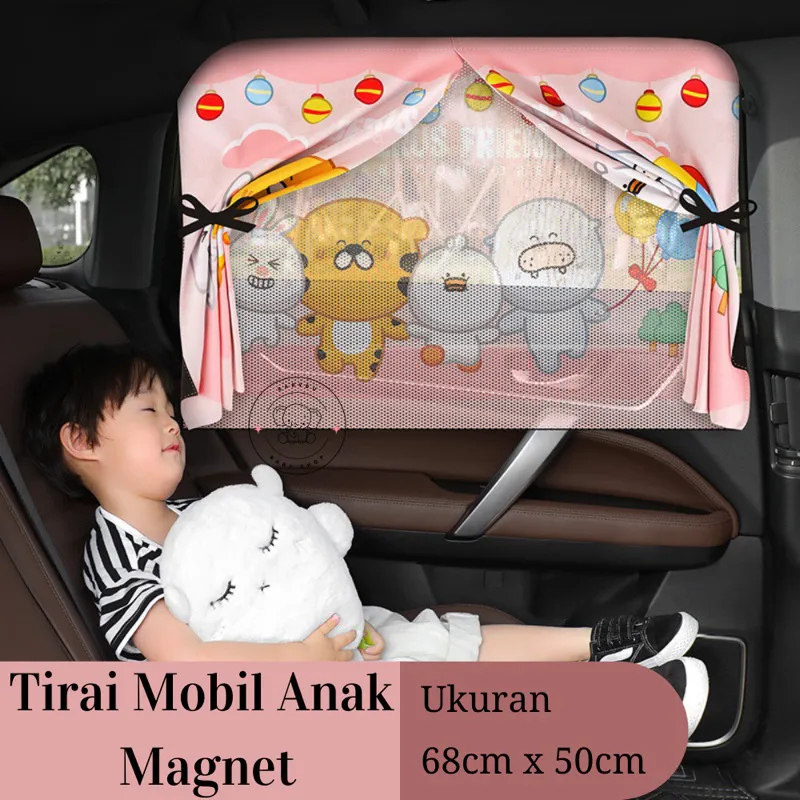 Tirai Mobil Anak/ Gorden Jendela Mobil Anti UV /Tirai Pelindung Panas Matahari Motif Kartun