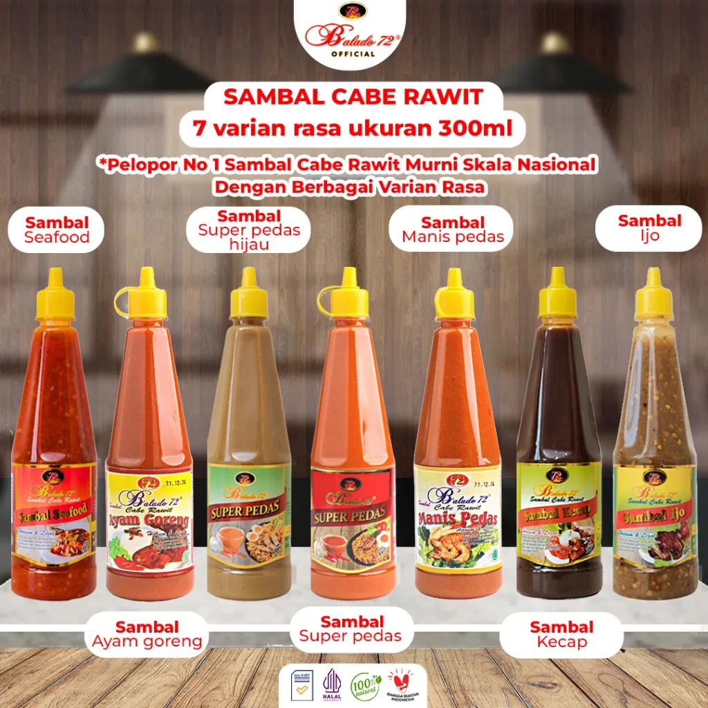 Sambal Cabe Rawit Balado 72 Super Pedas 300 ml