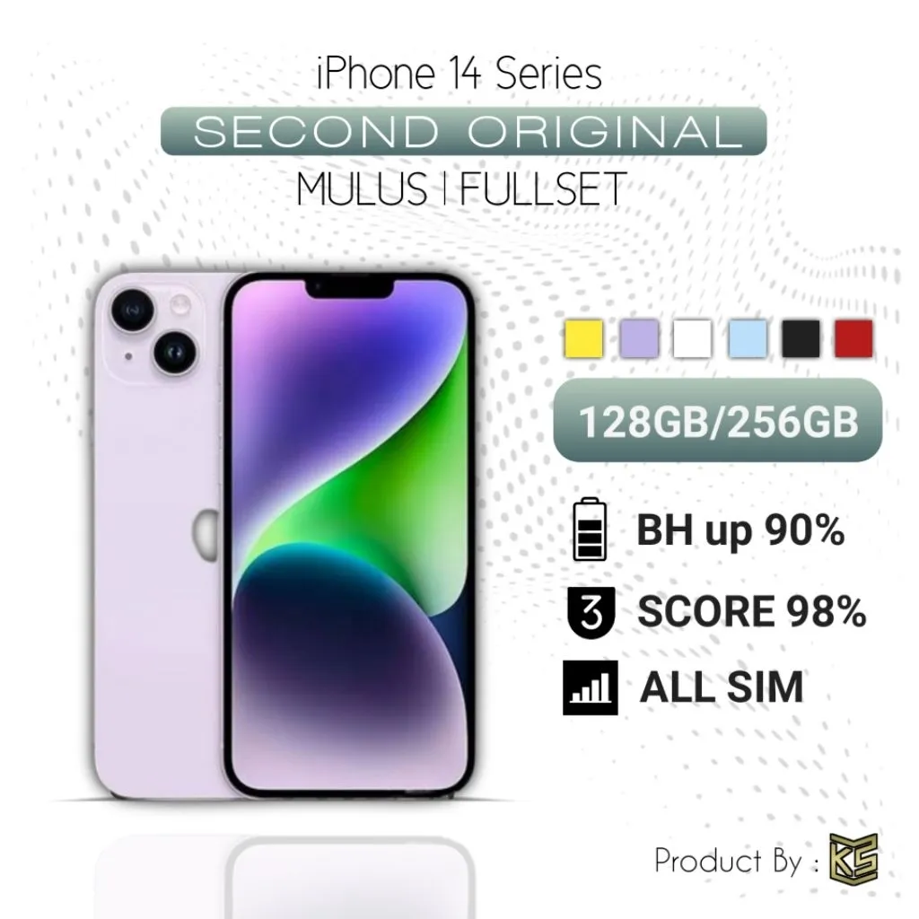 iPhone 14 // 14+PLUS 256 | 128GB SECOND MULUS FULLSET100% BERGARANSI