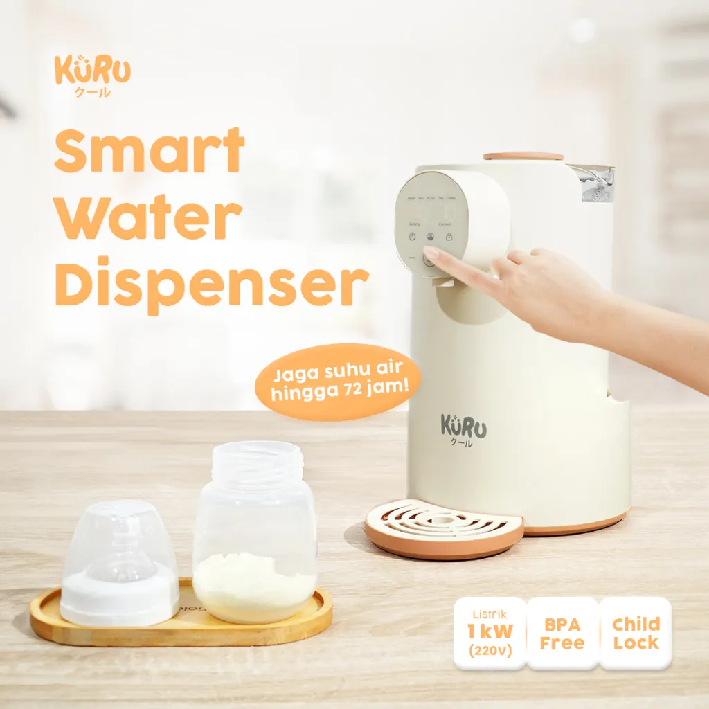 Kuru Smart Water Dispenser 2L | Pemanas Air Susu Bayi, Kopi & Teh | Touch Screen + Child Lock