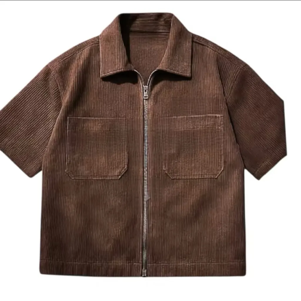 HANUJI - Kemeja Boxy Zipper Corduroy Virgil Shirt Workshirt Resleting
