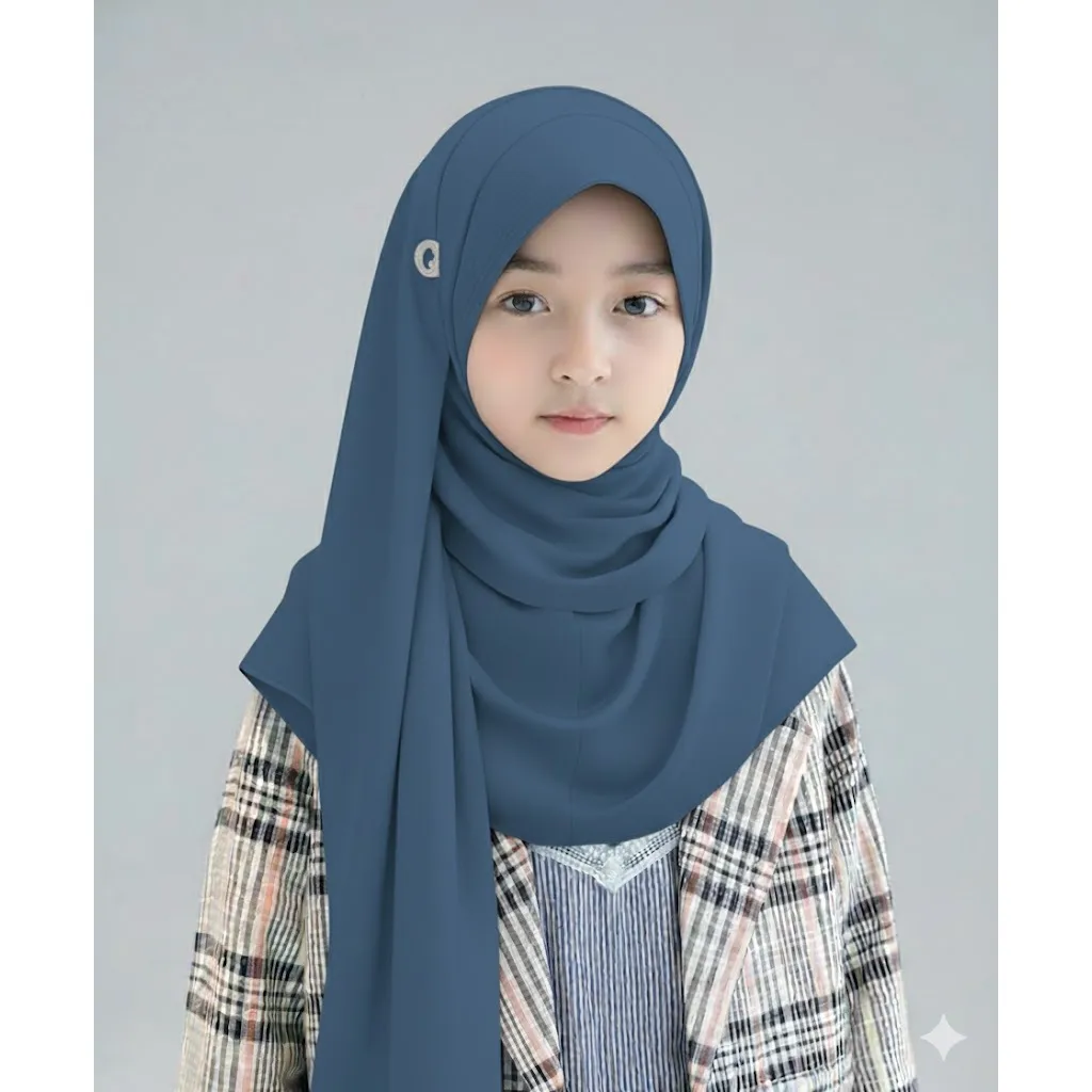 Hijab Pashmina Anak Kancing Sakura Usia 4-12 Tahun Jilbab Anak Instan Jersey Premium