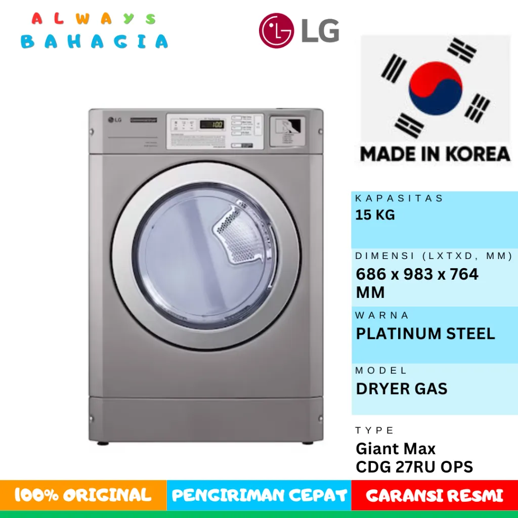 LG CDG27RUOPS Commercial Giant Max Dryer Pengering GAS Wifi 15 Kg