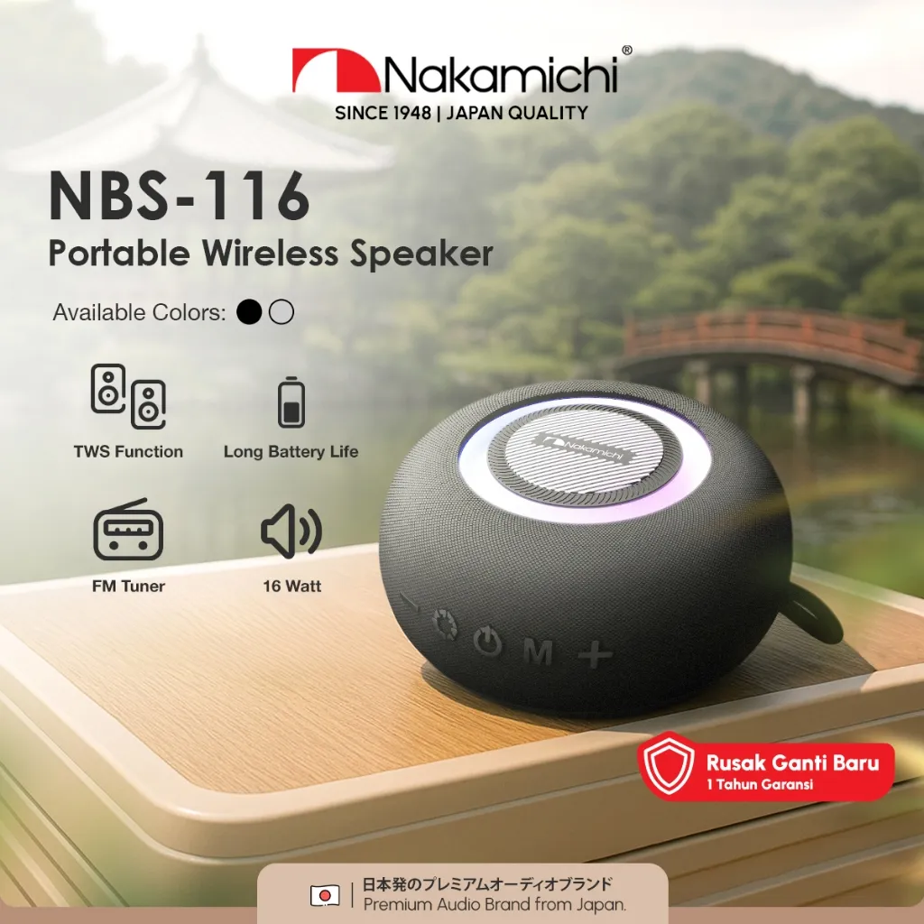 Nakamichi NBS116 Portable Wireless Speaker Audio Bluetooth Stereo RGB