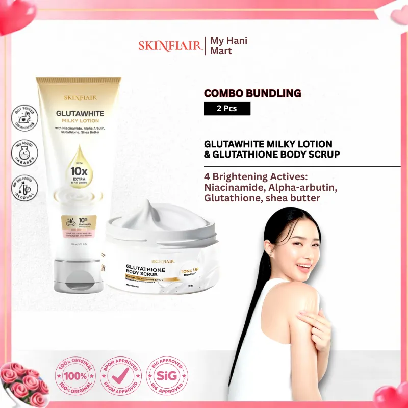 Skinflair -  Body Lotion & Body Scrup Glutawhite Hb Dosting | Pemutih Badan |