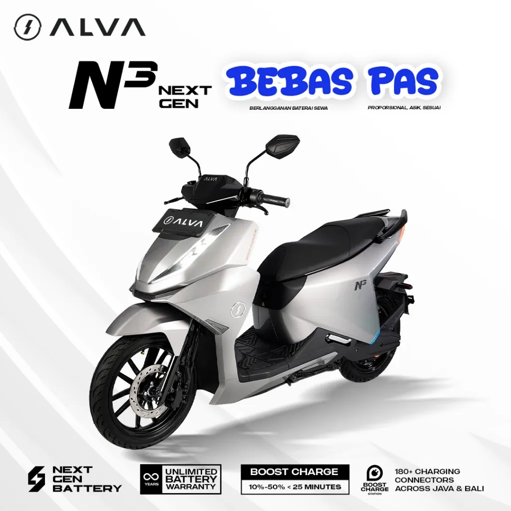 ALVA - ALVA N3 NEXT GEN Sepeda Motor Listrik Berlangganan Baterai Sewa