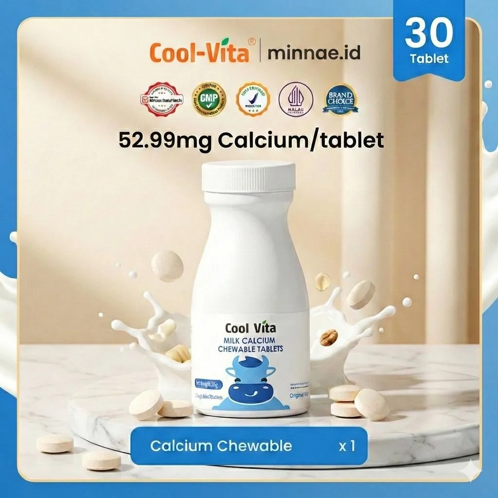Coolvita Milk Calcium Chewable Tablet Rasa Original 1 Botol isi 30 tablet Suplemen Kalsium Tulang Membantu Menambah Tinggi Badan