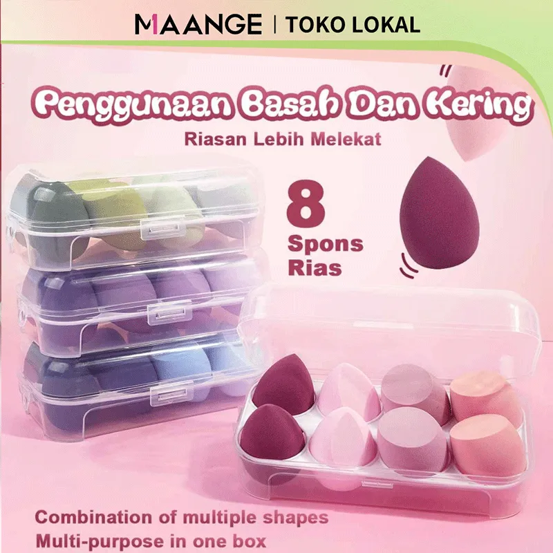 MAGEFY 8PCS Alat Spons Rias Lembut Air Spons Spons Kering Dan Basah Beauty Spon portable  tools make up untuk foundation concealer
