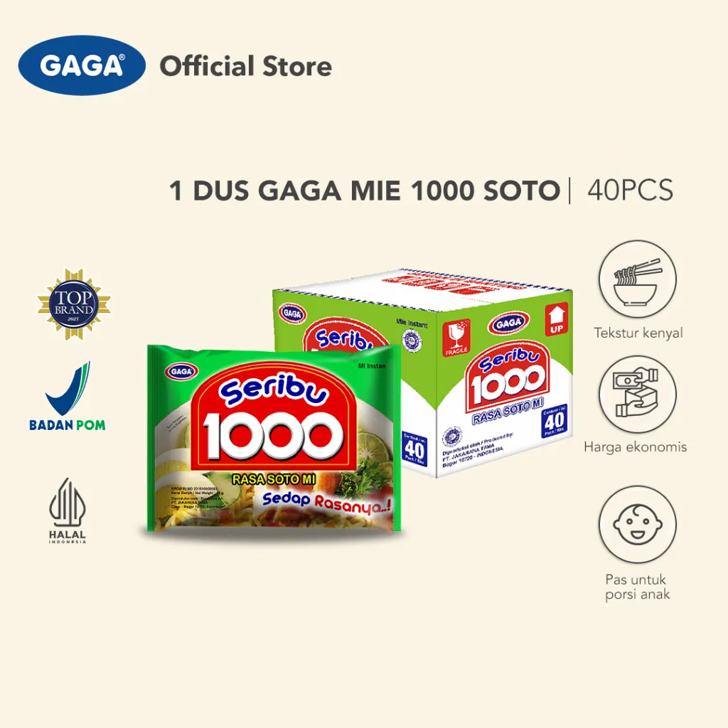 GAGA 1000 Rasa Soto Mi 50gr (1 Dus= 40 Pcs)