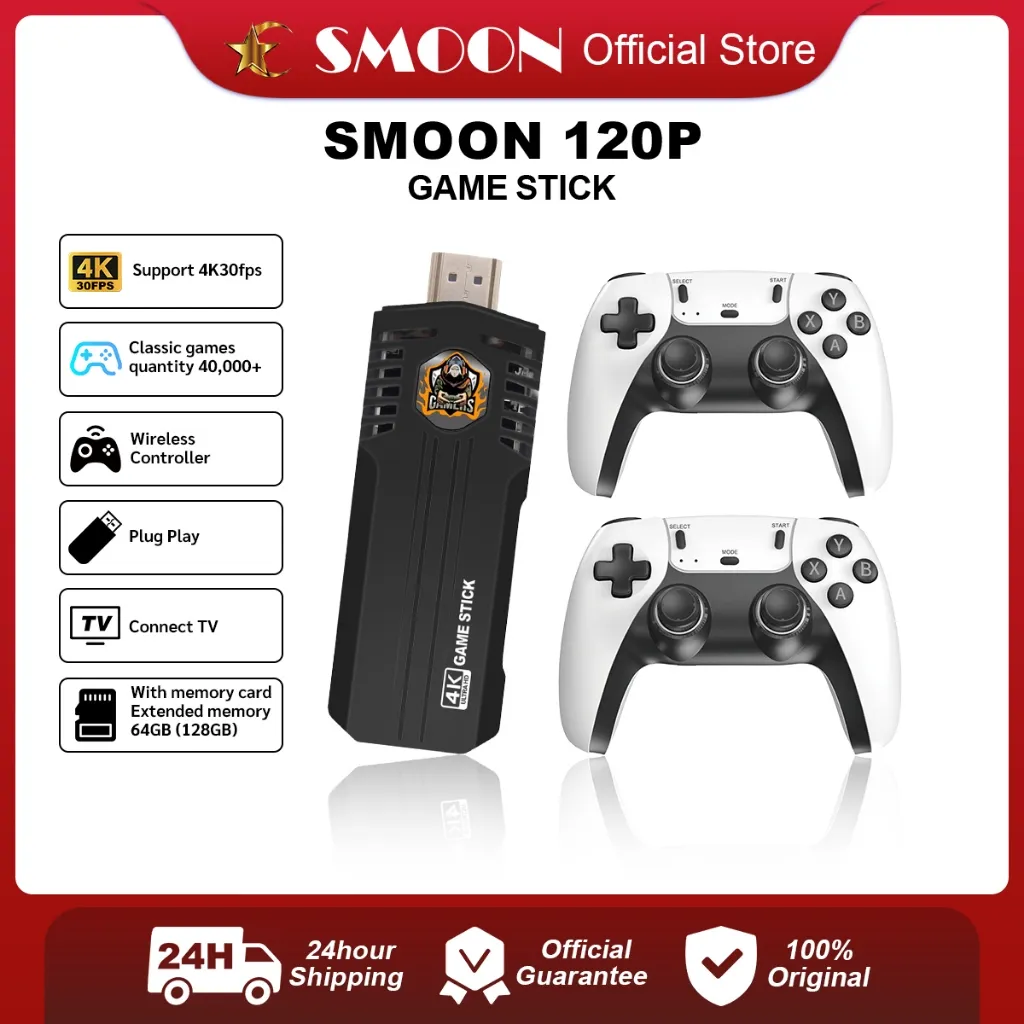 SMOON 120P GameStick - Game Boy - Stik Game - 40000+Games GamePad - Dual Game Controller - No Need Wifi
