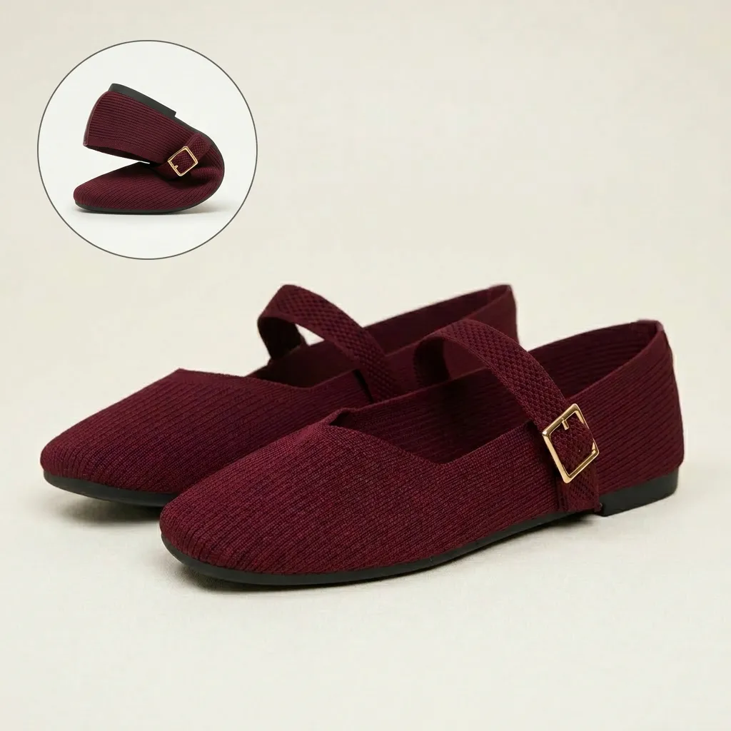 [NEW] Berrybenka - Sofia Mayura Knitted Mary Jane Sepatu Flatshoes Wanita Bahan Rajut