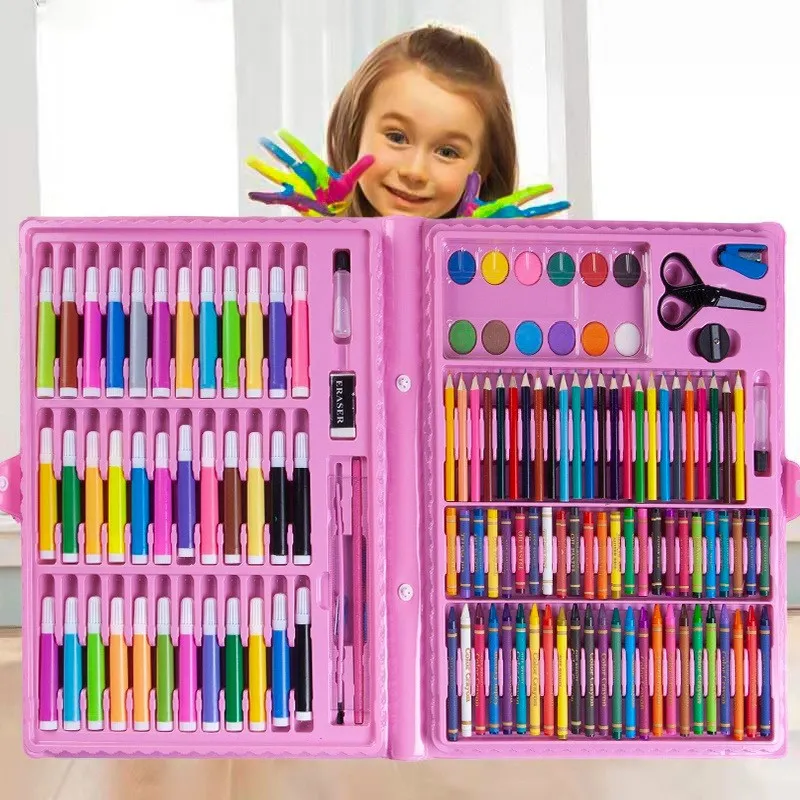 Istore Crayon Anak Set Koper 150 in 1 Crayon Mewarnai dan Melukis Lengkap dengan Cat Air 86 & 42 set