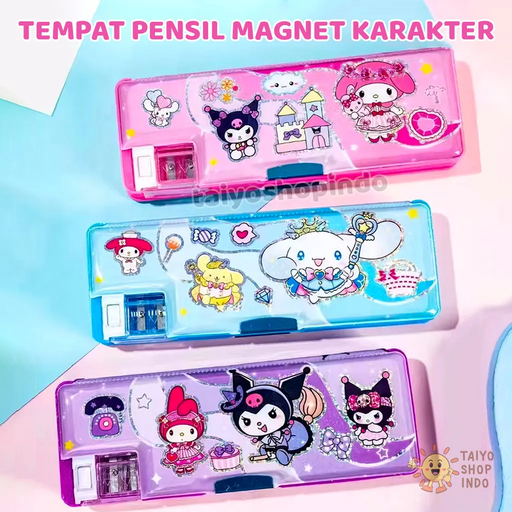 TAIYO Tempat Pensil Magnet Karakter Pencil Case Alat Tulis Stationery Perlengkapan Sekolah ATK