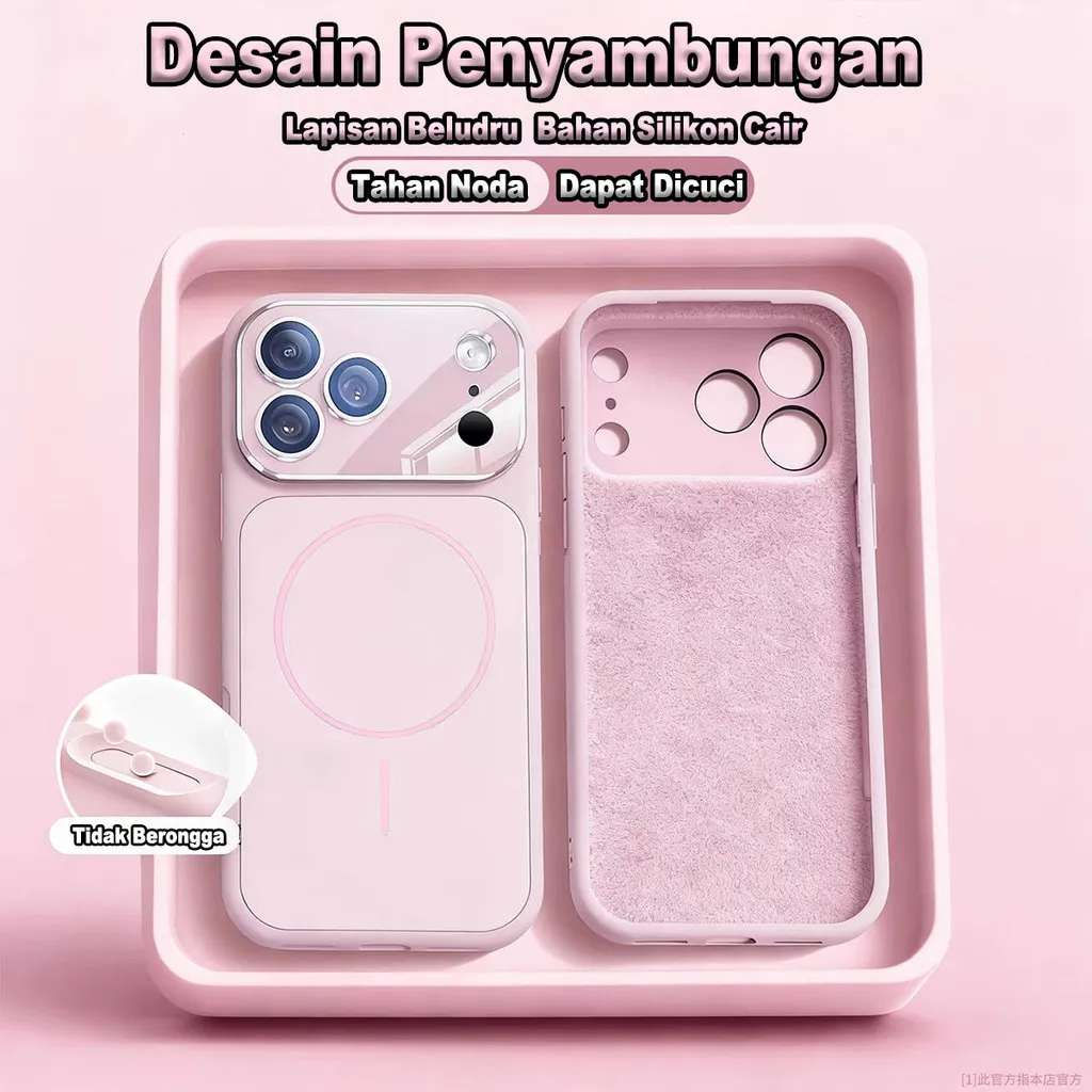 [Pink Softcase 17PROMAX ] Premium Anti-fouling Bahan Silikon Cair Desain Penyambungan Bisa Dicuci Lapisan Beludru Fully Enclosed Camera Magnetic Case for iPhone 13 14 15 16 17 PRO MAX 17PRO 16PRO 15PRO Shockproof Lavender Blue Black Cover