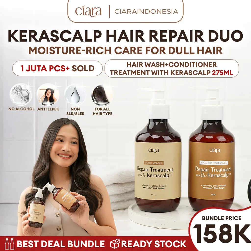 Ciara Hair Wash & Conditioner Repair Treatment With Kerascalp Kondisioner rambut rusak conditioner rambut bercabang rambut patah conditioner rambut rusak rambut ketombe conditioner hair fall shampo rambut kering hair wash sampo rambut rusak shampo ketombe