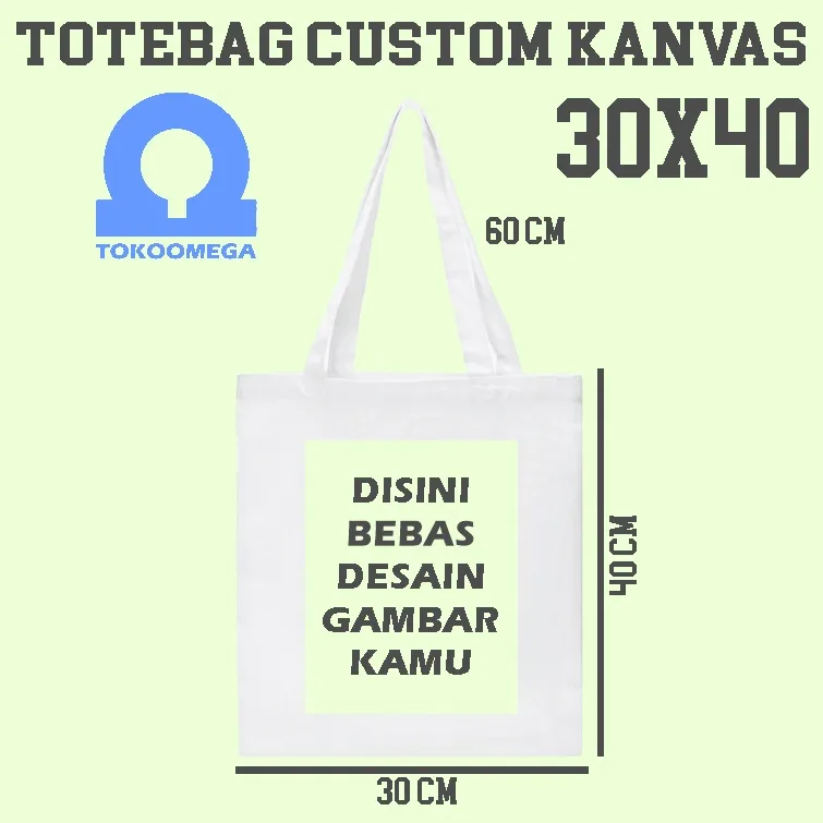 Omegabag Totebag Custom Kanvas Putih Premium 30x40