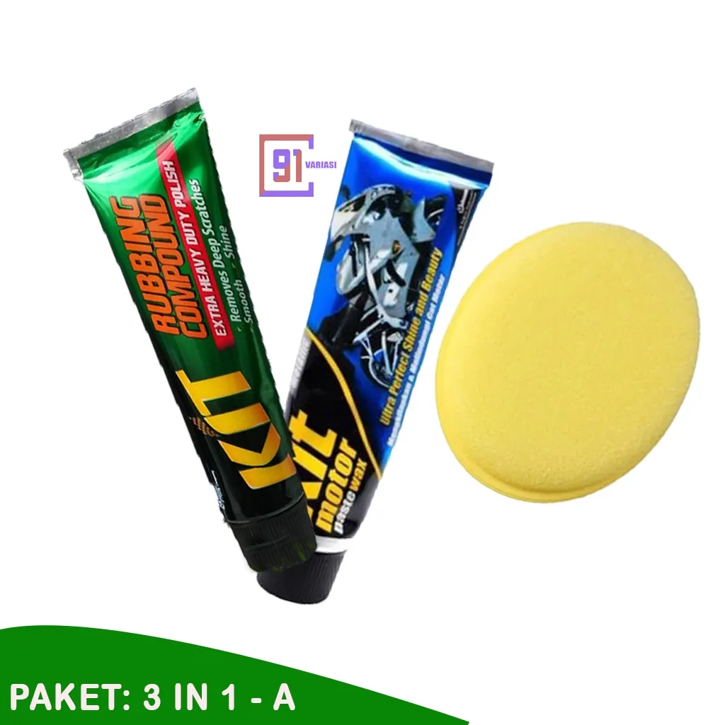 PAKET Kit Rubbing Compound 60g + Kit Motor Paste wax Metallic 60g + Busa aplikator - 91 VARIASI
