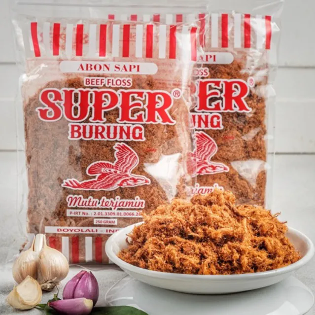 Abon Sapi Super cap Burung Elang 250 gram Kemasan Ziplock | Boyolali | Abon Sapi Halal 100% Daging Asli | Tanpa MSG & Campuran | Topping Roti