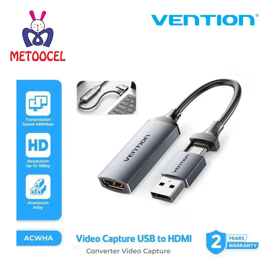 Vention Video Capture Card 2 in 1 USB A / Type C to HDMI 1080p 60Hz - ACWHA