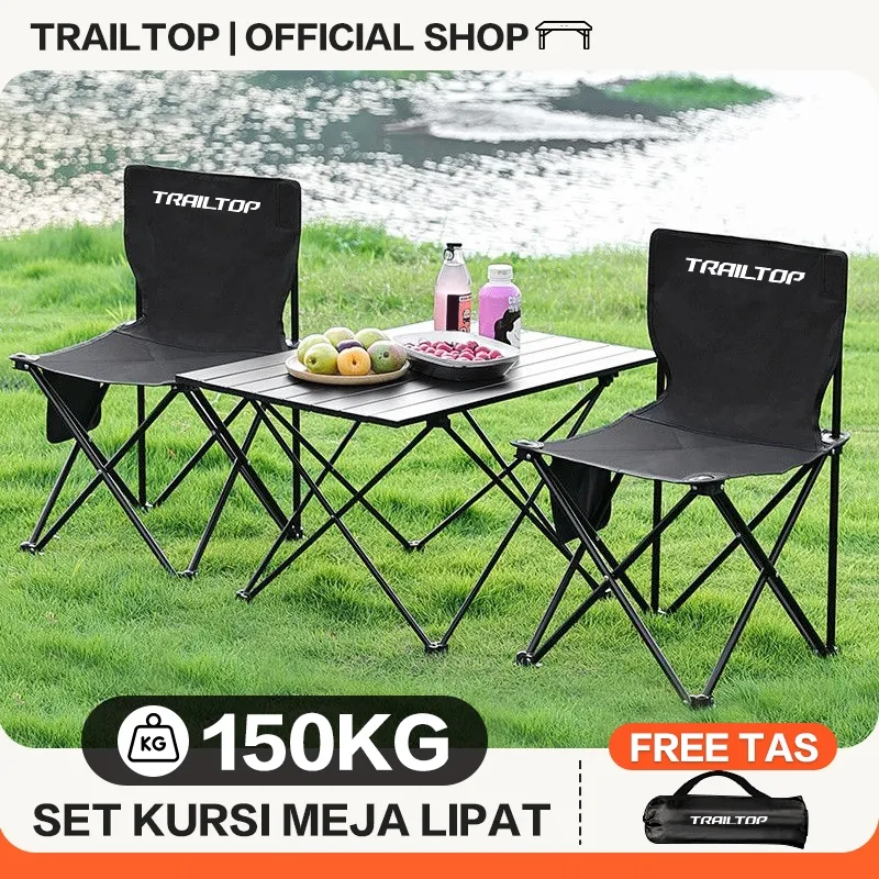 TrailTop Serbaguna Meja Camping Dan Kursi Lipat Outdoor 1 Set