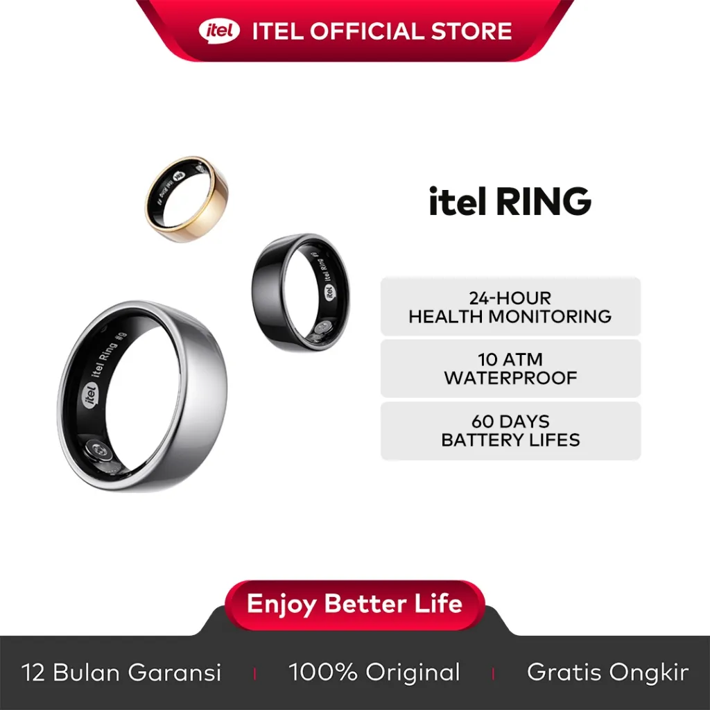 Official itel Ring 24h Real Time Heart Rate /Blood Oxygen Testing / Sleep Monitoring / Motion Monitoring / 10ATM Waterproof